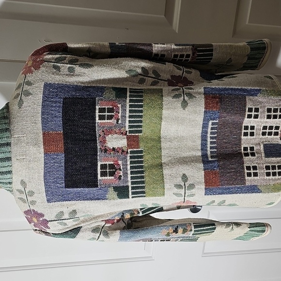 Colorful Patchwork Tapestry Button-Up Jacket By Claire Murray SILVERADO USA. - Picture 4 of 10